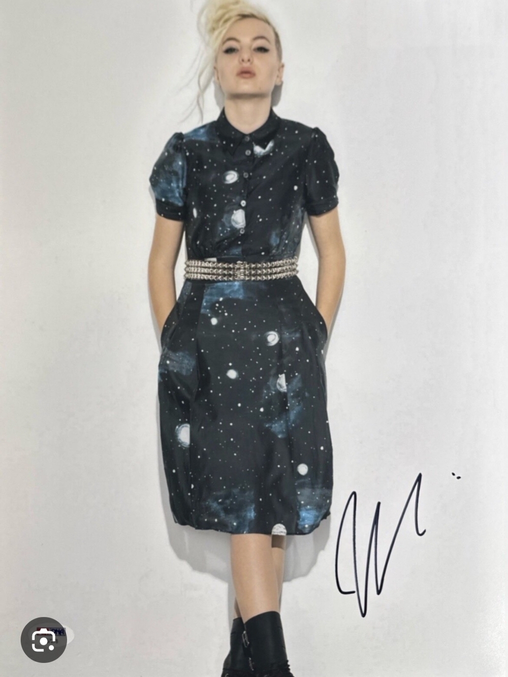Marc by Marc Jacobs Black and Blue Galaxy Midi Dress, sz 2
